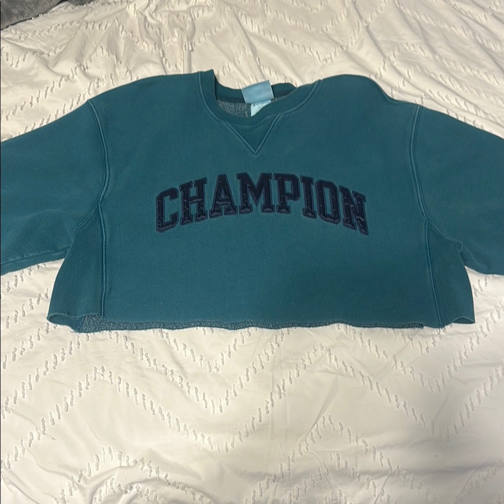 Champion Teal Cropped Sweatshirt